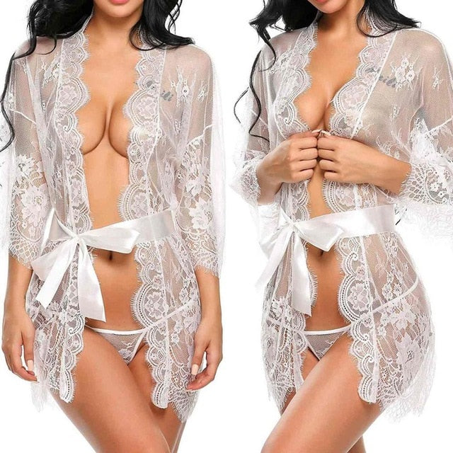 Bathrobe lace with t-string Lingerie-Avenue