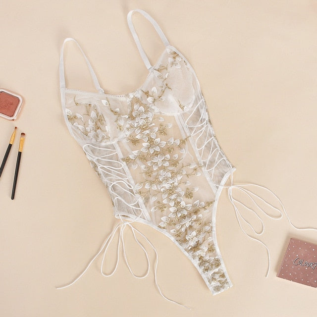 Bodysuit Lace Mesh Lingerie-Avenue