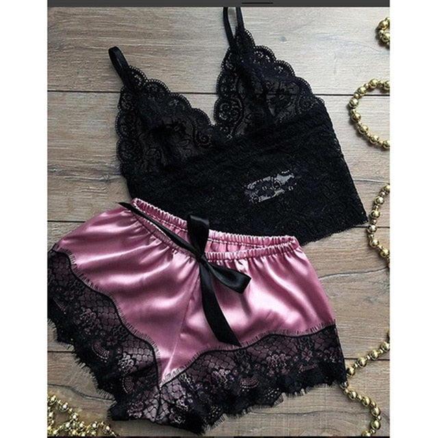 Sleepwear satin lace fashion Lingerie-Avenue