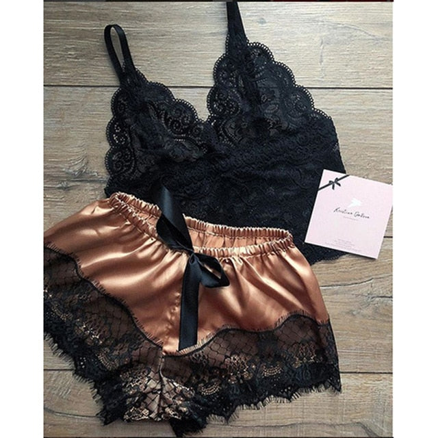 Sleepwear satin lace fashion Lingerie-Avenue