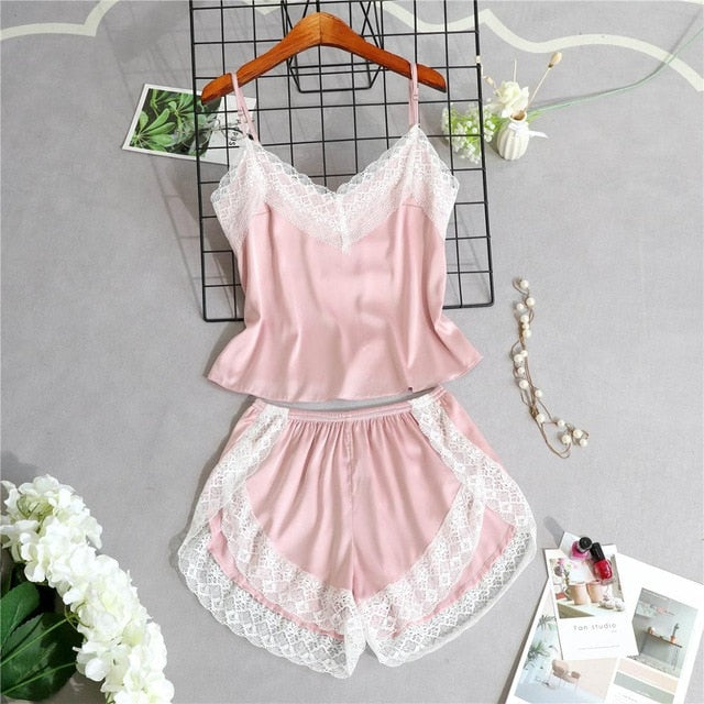 Sleepwear lace & satin pajama Lingerie-Avenue